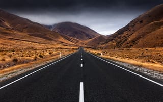 Картинка пейзаж, дорога, метки, инфраструктура, путешествие, Движение, дорожное покрытие, шоссе, асфальт, перевал, несущая конструкция, горы, горные формы рельефа, полосы, автомагистраль с контролируемым доступом