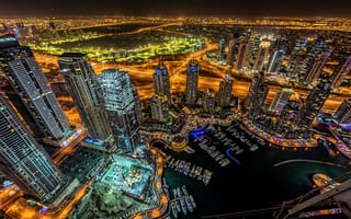 Картинка ночные города, освещение, Дубай