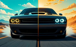 Картинка автомобиль, машина, природа, улица, иллюстрация, дорога