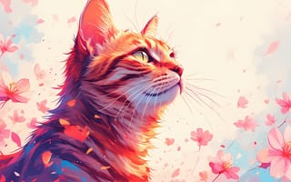 Картинка разное, кошки, животные, настроения, природа, цветы