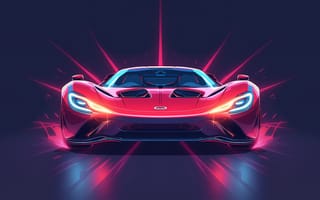 Картинка автомобиль, неон, минимализм, 3д, кибер панк