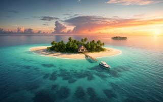 Картинка на открытом воздухе, небо, облако, остров, вода, закат, облачное небо, плавучее средство, дерево, лодка, пляж, без людей, океан, волны, горизонт, пейзаэ