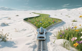 Картинка цветок, на открытом воздухе, поле, синее небо, небо, жёлтый цветок, облако, дорога, без людей, горы, трава, день, путь, пейзаэ