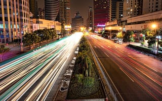 Картинка огни, городской, улица, длительное воздействие, Шанхай, дорога