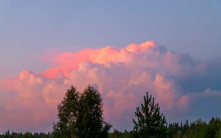 Картинка кучевые облака, красивое небо, природное явление, закат, грозовой фронт, облачные горы