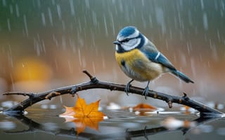 Картинка размытый, без людей, дождь, животное, внимание к животным, птица
