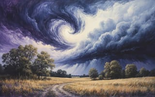 Картинка смерч, торнадо, драматичный, дождливая погода, дорога, поле, вихрь, золотистое поле, художественный образ, грозовой фронт, художественная живопись, 2k, ИИ, шторм, пейзаж, атмосферный, 1920х1080, 4k, мощь природы, закрученные облака, нейросеть, деревья, небо, сельская идиллия, рабочий стол, сельская местность, спиральный вихрь, тёмные облака, 16:9, контраст стихий, художественный пейзаж, HD, гроза, грозовые облака, облака, природная стихия, природа, буря