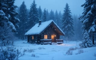 Картинка на открытом воздухе, небо, снег, сосна, снежный покров, природа, дерево, окно, дом, лес, наземное транспортное средство, синяя тема, без людей, зима, пейзаж