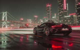 Картинка на открытом воздухе, небо, здание, без людей, дорога, ночное небо, пейзаж, наземное транспортное средство, транспортное средство, фокус автомобиля, спортивный автомобиль, город, ночь, автомобиль