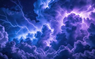 Картинка гроза, молния, 4k, ночное небо, шторм, электрические разряды, эстетика бури, небо, нейросеть, звёздное небо, природная мощь, драматичный пейзаж, фиолетовые оттенки, 2k, облака, тёмные облака, атмосфера напряжения, буря, энергетика природы, 1920 1080, небесная буря, фиолетово-синие тона, тучи, ИИ, природное явление
