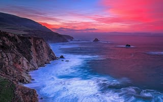 Картинка Калифорния, Тихоокеанское побережье, закат