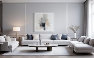Картинка гостиная, минимализм, современная эстетика, 4k, минималистичный дизайн, интерьер, геометрическая мебель, элегантность, современный интерьер, ИИ, функциональность, зона отдыха, 2k, уют, светлая палитра, журнальный столик, абстрактная картина, мягкая мебель, лаконичность, спокойствие, большие окна, диваны, светлые тона, нейтральные подушки, простор, утончённость, чистота линий, 1920 1080, стиль, нейросеть, нейтральные оттенки, декор