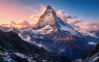 Картинка природа, пейзаж, снег, горы, небо