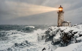 Картинка на природе, небом, вода, облако, океаном, башня, пейзаэ, облачное небо, без людей, снега