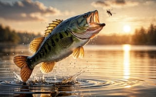 Картинка на открытом воздухе, небо, закат, облако, летать, пейзаж, рыба, вода, рябь, солнце, крупное животное, животное, без людей, облачное небо, брызг