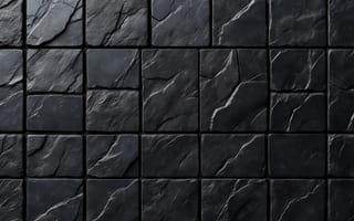 Картинка плитка, каменная плитка, чёрный сланец, декоративная плитка, интерьерная плитка, минимализм в интерьере, сланцевая плитка, 16:9, монохромный дизайн, кладка, каменная кладка, строгий дизайн, ИИ, облицовка стены, отделка плиткой, чёрная фактура, 4k, нейросеть, рабочий стол, текстура плитки, керамогранит, сланец, трещины на камне, фактурная поверхность, 1920х1080, отделка интерьера, чёрная стена, чёрная плитка, HD, укладка плитки, текстура камня, прожилки на плитке, современный стиль, 2k, 