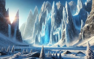 Картинка абстракция, горы, пейзаж, вид, деревья