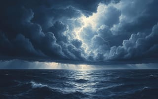 Картинка шторм, море, гроза, драматичный пейзаж, грозовой горизонт, 16:9, бурное море, нейросеть, мрачная атмосфера, художественный пейзаж, тучи, грозовой закат, 2k, природная стихия, стихии природы, мощь природы, драматичное небо, грозовые облака, тёмное небо, эпический шторм, волны, океан, рабочий стол, игра света и тени, бурлящий океан, молния, природная буря, 1920 1080, небо в облаках, буря, 4k, штормовой океан, HD, ИИ, штормовые волны, сила океана, морская стихия