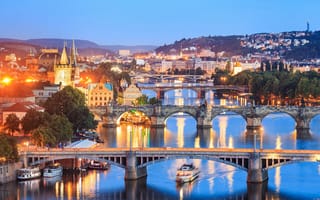 Картинка Прага, мосты, Река Влтава, Чехия