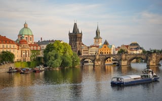 Картинка Prague, Карлов мост, Прага, Влтава, Charles Bridge, Чехия, Vltava River