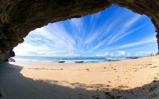 Картинка море, пещера, пляж, песок