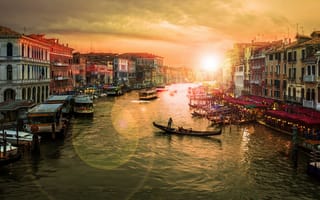 Картинка Venice, закат, Италия, Венеция