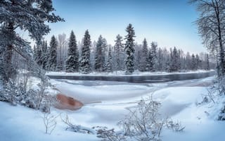 Картинка Finland, река, river Kiiminkijoki, зима
