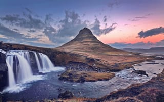 Картинка Waterfall, Kirkjufell, Водопад, Iceland