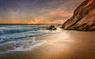 Картинка закат, море, берег, скалы