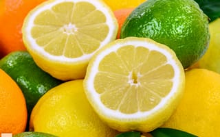 Картинка лайм, апельсин, лимон, цитрусы