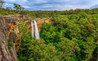 Картинка водопад, деревья, пейзаж, Национальный парк Мортон, Австралия, скалы
