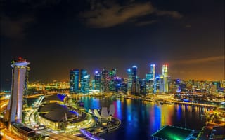 Картинка Singapore, ночь, город, Сингапур