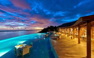 Картинка Мальдивы, вечер, море, курорт, тропики