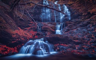 Картинка осень, природа, скалы, водопад