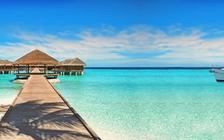 Картинка Мальдивы, бунгало, пляж, тропики