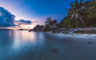 Картинка Сейшельские острова, море, закат, берег