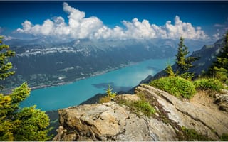 Картинка Lake Brienz, река, горы, Switzerland