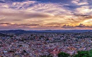 Картинка Сакатекас, La Bufa, пейзаж, панорама, Zacatecas, город, закат, Мексика