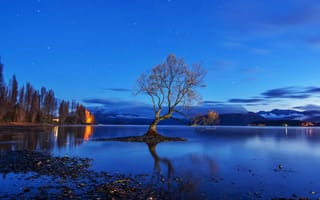 Картинка Уанака, Новая Зеландия, закат, Озеро Ванака