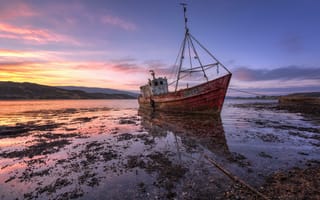 Картинка Mulroy Bay, Милфорд, пейзаж, графство Донегал, Ирландия, закат, лодка