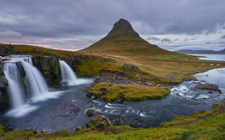 Обои Исландия, водопад, Киркьюфетль гора, пейзаж