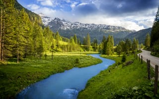 Картинка Австрия, деревья, горная река, горы