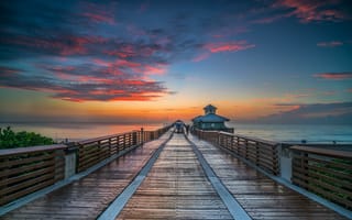 Картинка Florida, мост, море, пирс, закат, пейзаж