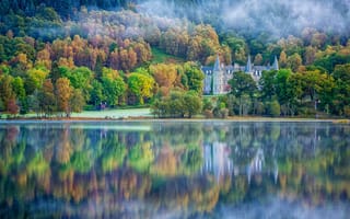 Картинка Шотландия, Великобритания, озеро, туман