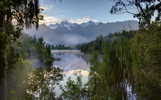 Обои Озеро Мэтисон, закат, Новая Зеландия