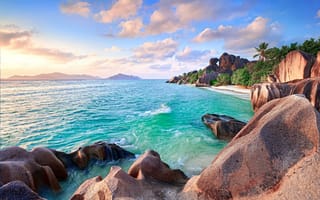 Картинка тропики, пляж, море, Сейшелы, острова