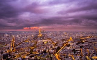 Картинка Париж, ночные города, город, ночь, иллюминация, Paris, Франция, Эйфелева башня