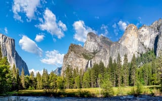 Картинка Yosemite National Park, Национальный парк Йосемити, панорама, Калифорния, California