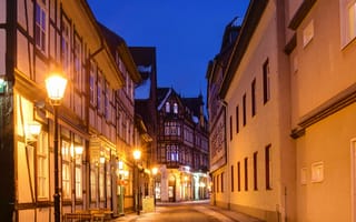 Картинка Town Hall, улица, Wernigerode, иллюминация, огни, Вернигероде, город, ночь, Германия