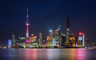 Картинка Shanghai, China, иллюминация, Китай, Шанхай, ночные города